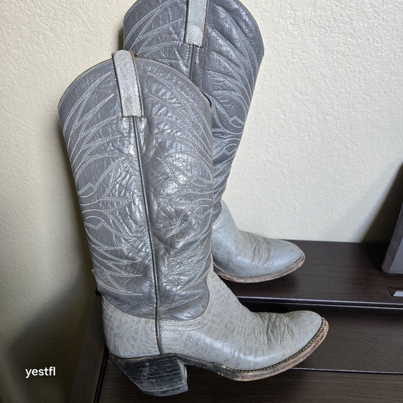 Dan Post Grey Leather Cowboy Boots size 6 - Picture 1 of 6